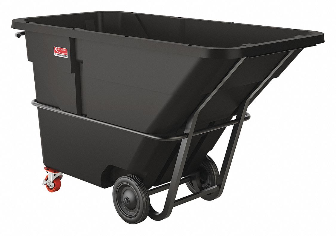 FORKLIFTABLE PLASTIC TILT TRUCK, 40½ CU FT CAPACITY, GREY, FLAT, STEEL