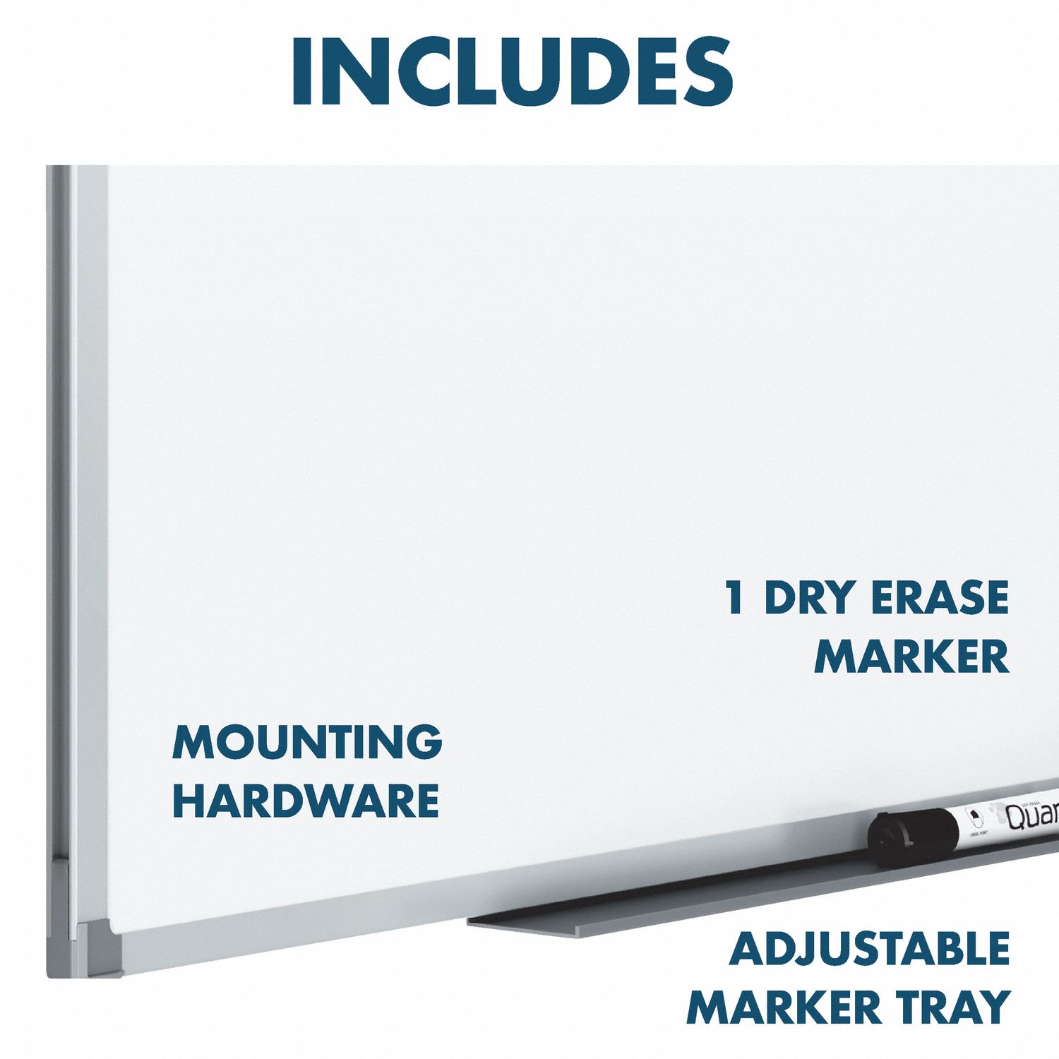 MEAD Dry Erase Board Wall Mounted, 36 in Dry Erase Ht, 48 in Dry Erase Wd, 1/2 in Dp, Silver
