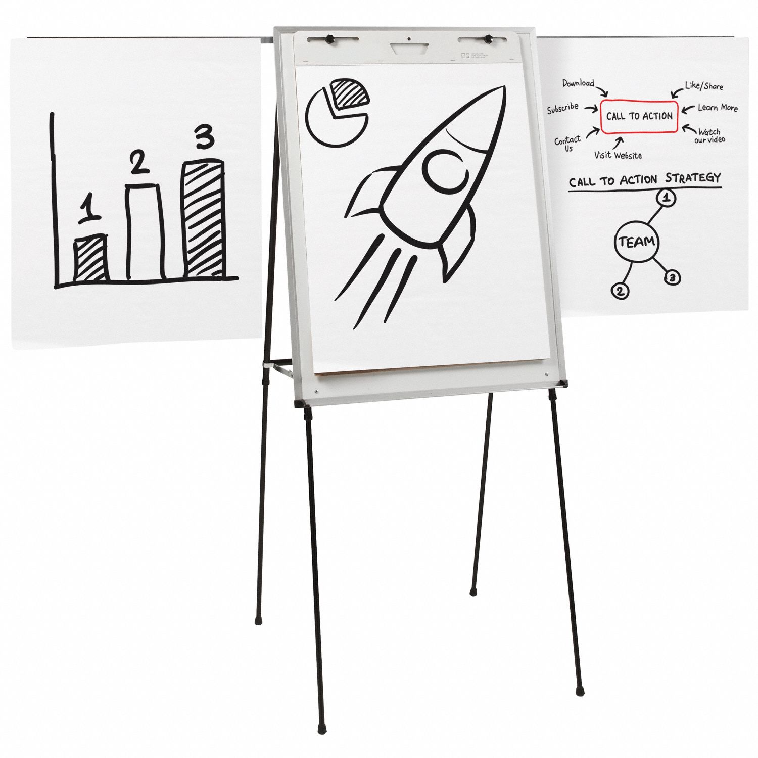 QUARTET Dry Erase Board Easel Mounted, 29 in Dry Erase Ht, 40 in Dry