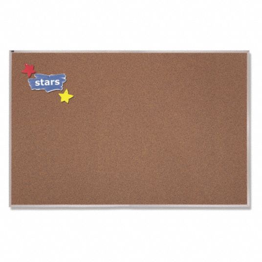 QUARTET PushPin Bulletin Board, Cork, 48 inH x 48 inW, Brown 48LX08