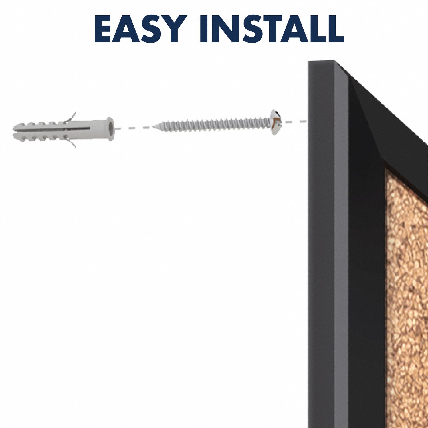 QUARTET Bulletin Board 36 in Ht, 60 in Wd, Brown, Black, Mounting