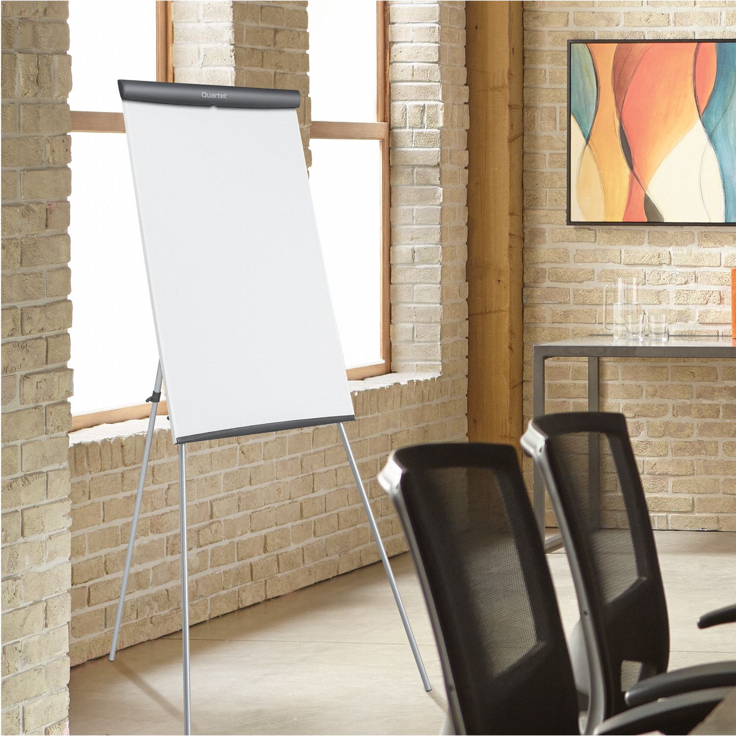 QUARTET Dry Erase Board Easel Mounted, 36 in Dry Erase Ht, 24 in Dry