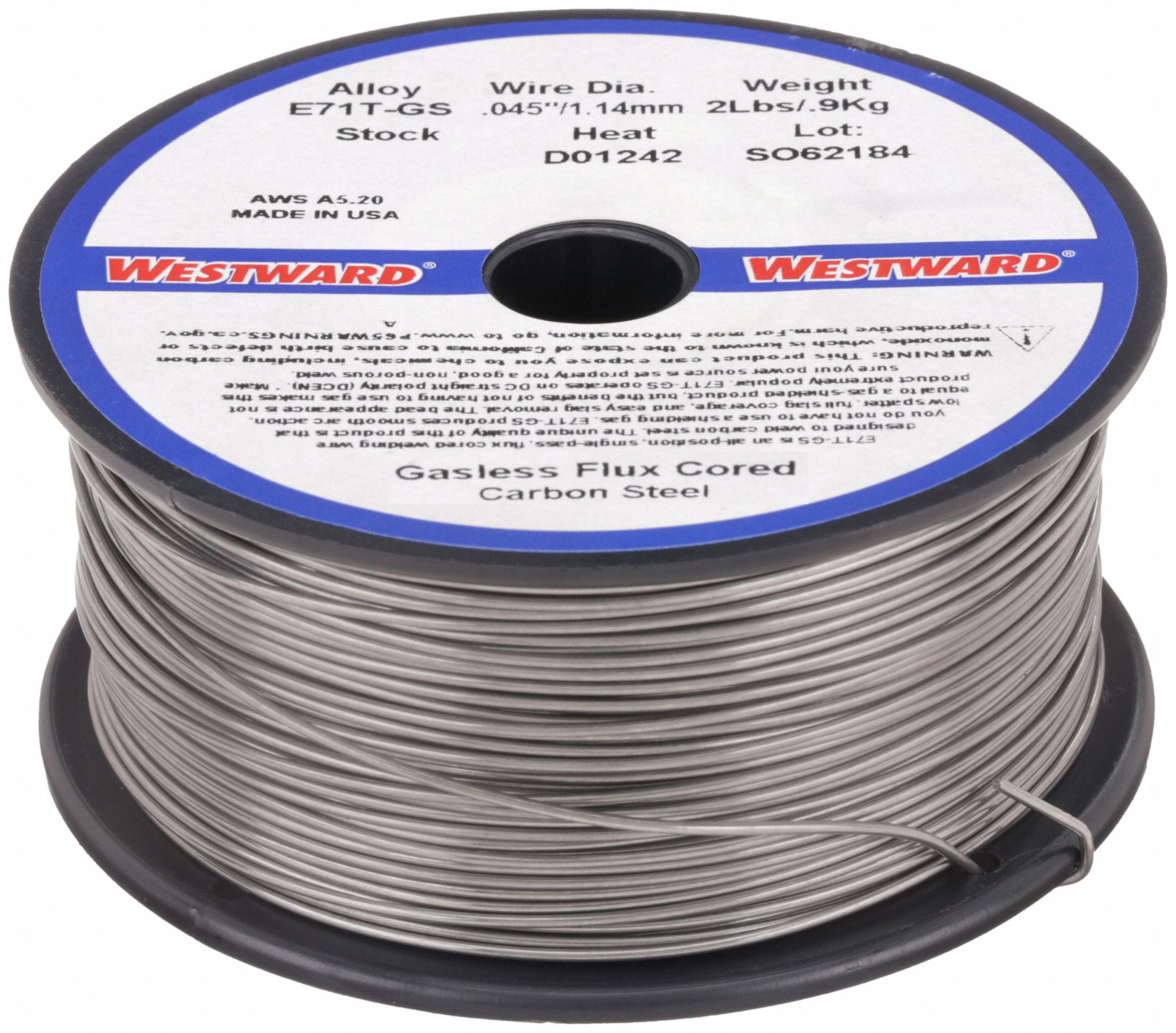 Flux-Cored Welding Wire: Carbon Steel, E71T-GS, 0.045 in, 2 lb