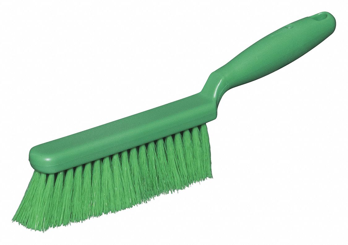 BENCH BRUSH, SOFT, POLYPROPYLENE BRISTLE, 5¼ IN HANDLE L, 6¾ IN BRUSH L, GREEN