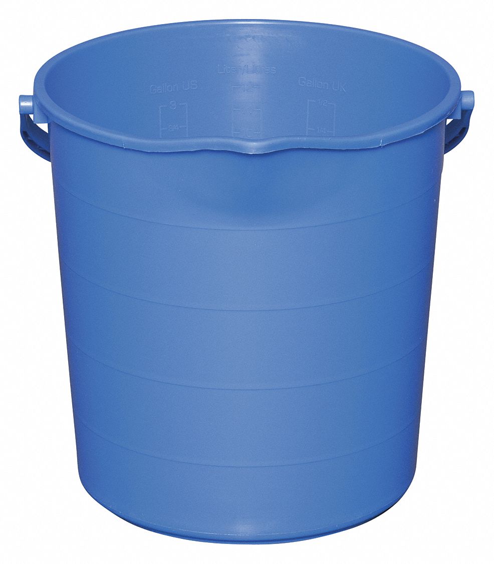 SEAU,3 GAL,POLYPROPYLENE,LO 12-1/2PO,BL