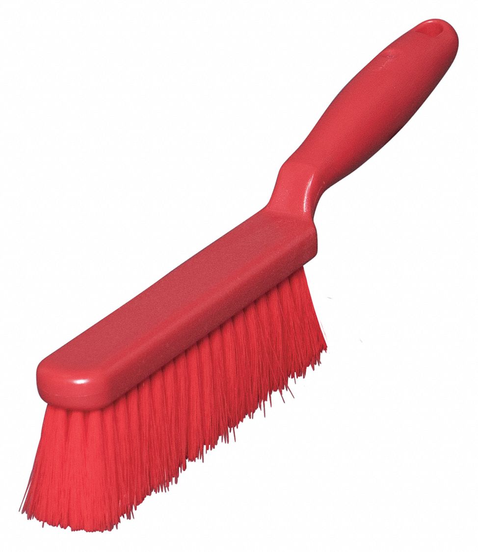 BENCH BRUSH, SOFT, POLYPROPYLENE BRISTLE, 5¼ IN HANDLE L, 6¾ IN BRUSH L, RED