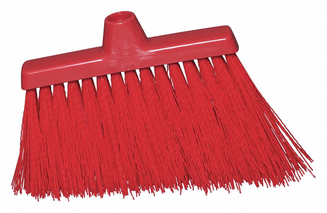 ANGLE BROOM HEAD,RED BRISTLE,6-1/2" L