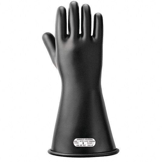 ANSELL Electrical Insulating Gloves, Voltage Class Class 1, Black