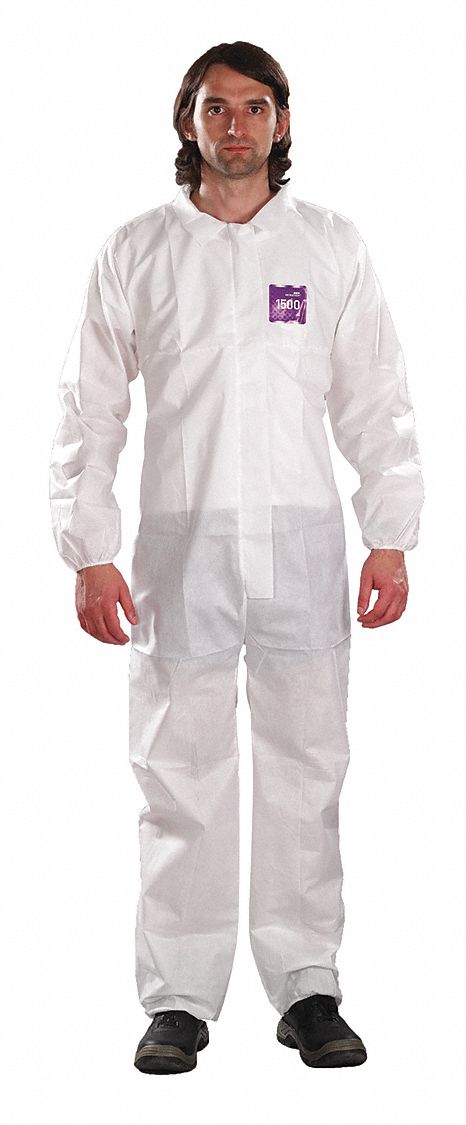 COLLARED COVERALLS, PE, ELASTIC CUFF W/THUMB LOOPS, TAPED SEAM, PE, 4XL, 1.4OZ