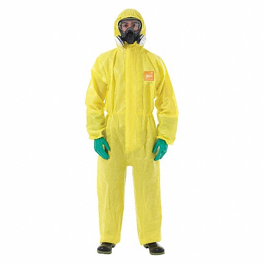 MICROCHEM Chemical Resistant Coveralls: AlphaTec® 3000, Light Duty, Welded  Seam, Yellow, L, 6 PK