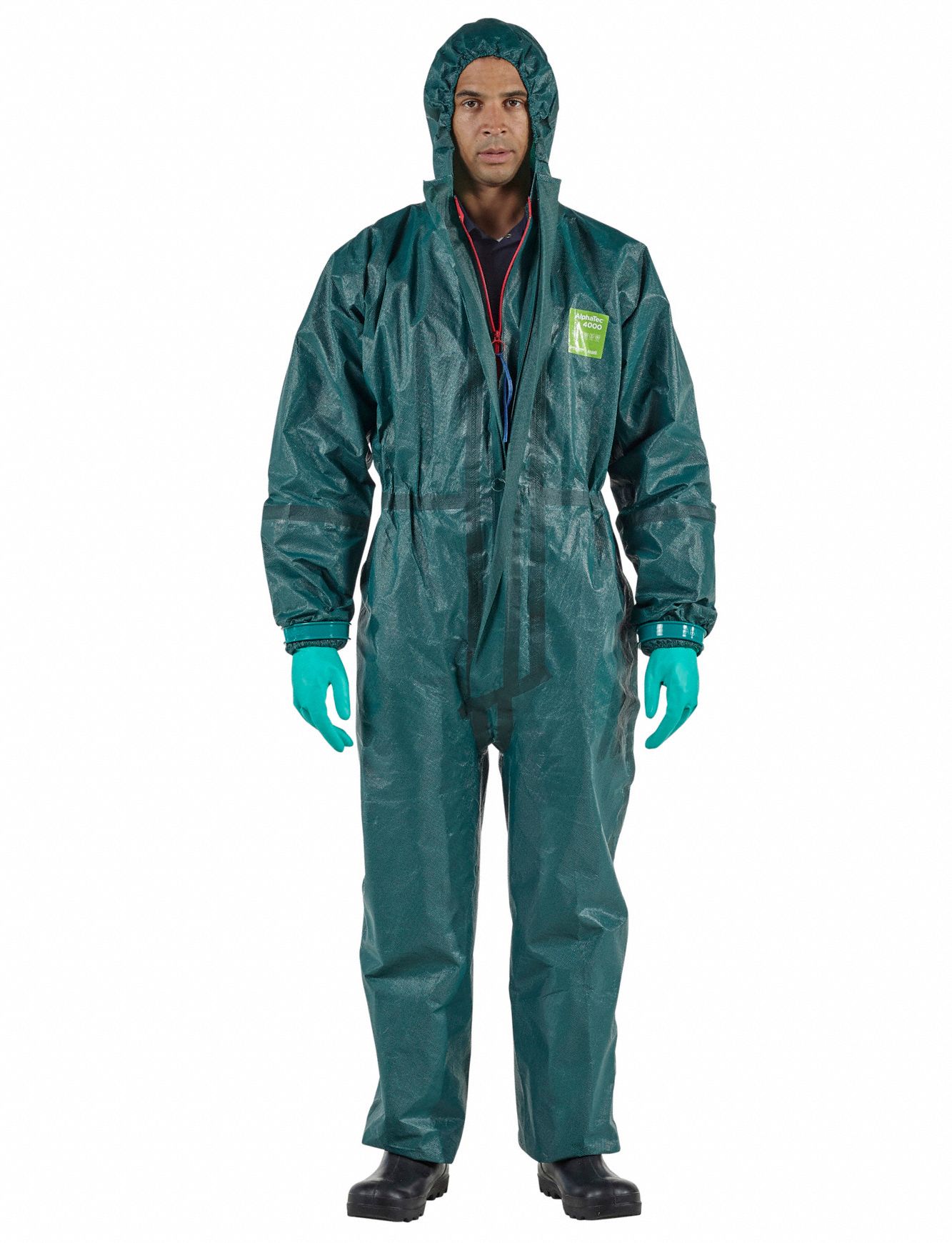 CHEMICAL-RESISTANT COVERALLS, NON-WOVEN BARRIER LAMINATE, ELASTIC CUFFS/ANKLES, 2XL