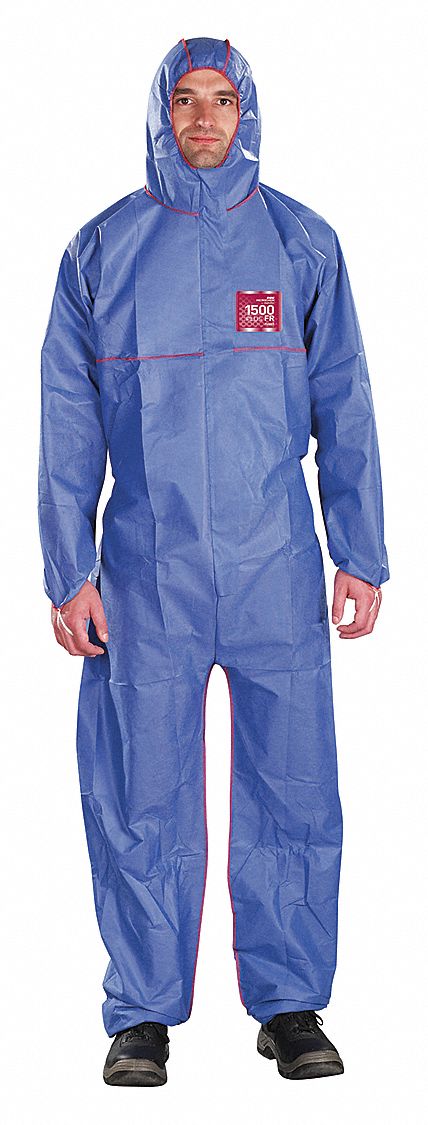 HOODED COVERALLS, PE, ELASTIC CUFF W/THUMB LOOPS, SERGED SEAM, PE, 4XL, 1.4OZ