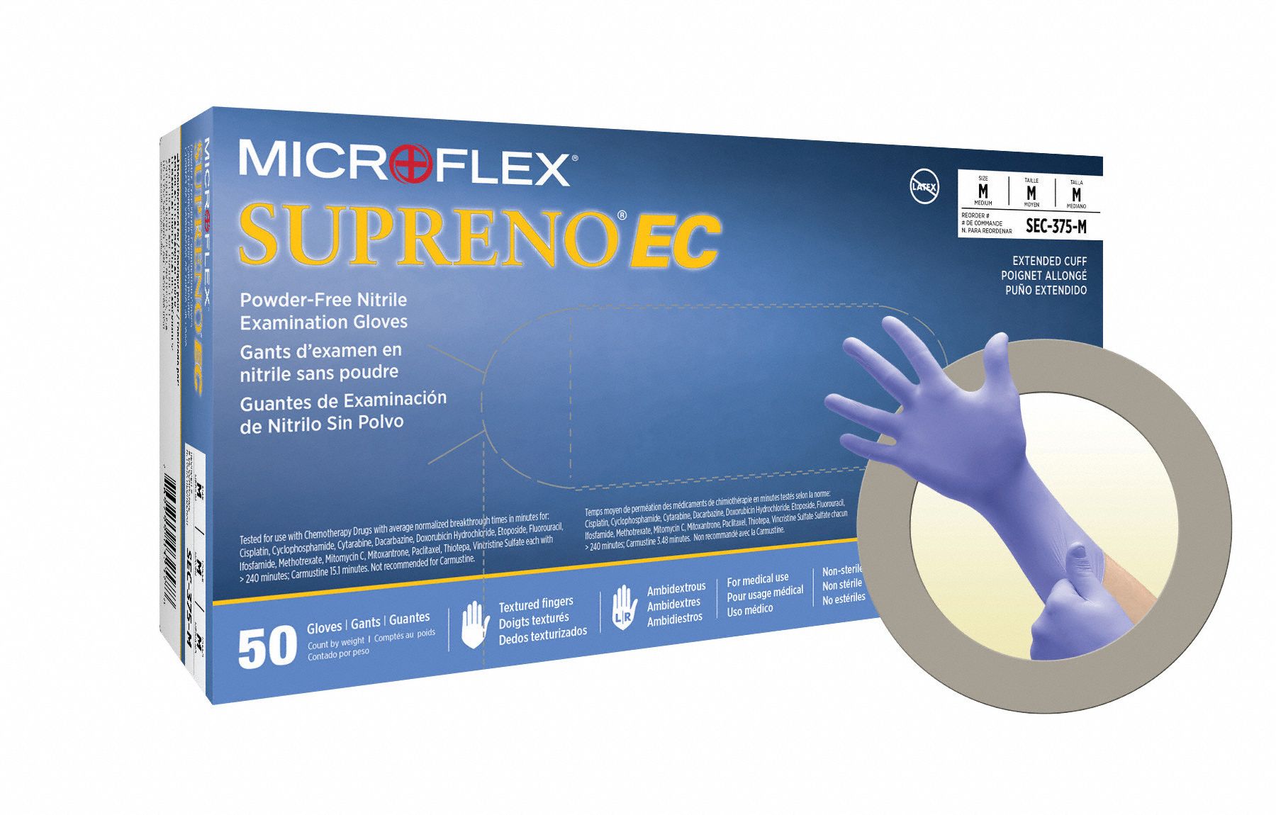 40PK 3XL MICROFLEX SEC-375 Blue Nitrile Disposable Gloves 