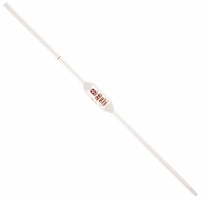 SIBATA Volumetric Pipette: 25 mL Capacity, Glass, B, Non-Sterile, 6 PK