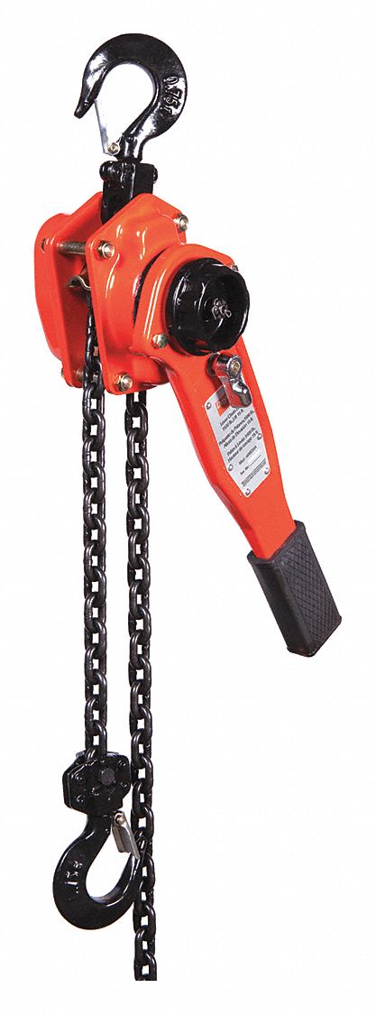 LEVER CHAIN HOIST, HOOK MOUNTED - NO TROLLEY, 1,500 LB LIFTING CAPACITY, 15 FT LIFT L
