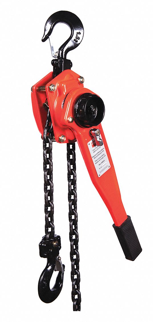 LEVER CHAIN HOIST, HOOK MOUNTED - NO TROLLEY, 3,000 LB LIFTING CAPACITY, 15 FT LIFT L