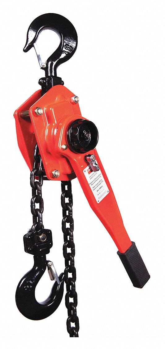LEVER CHAIN HOIST, HOOK MOUNTED - NO TROLLEY, 6,000 LB LIFTING CAPACITY, 15 FT LIFT L, 3 TON