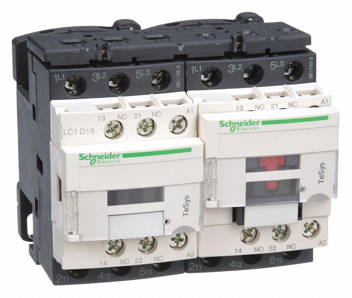SCHNEIDER ELECTRIC 120V AC IEC Contactor; No. of Poles 3, Reversing Yes, 18 A Full