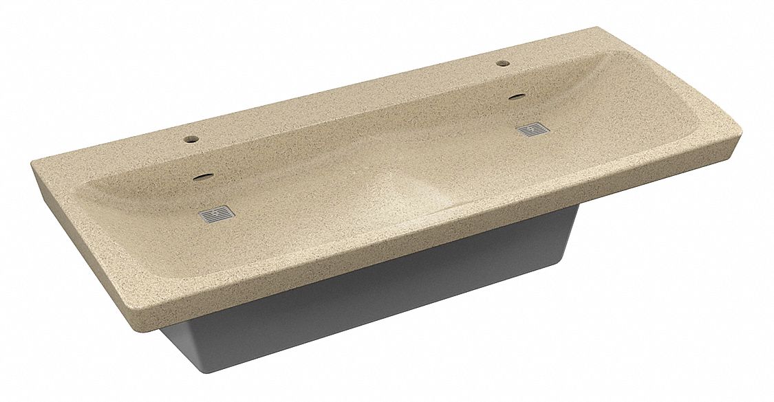 Bathroom Sink System: Express, Sand, Terreon®, 66 in Overall Lg, 30 in Overall Wd