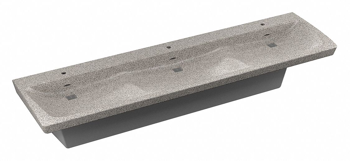 Bathroom Sink System: Express, Gray, Terreon®, 94 in Overall Lg, 30 in Overall Wd