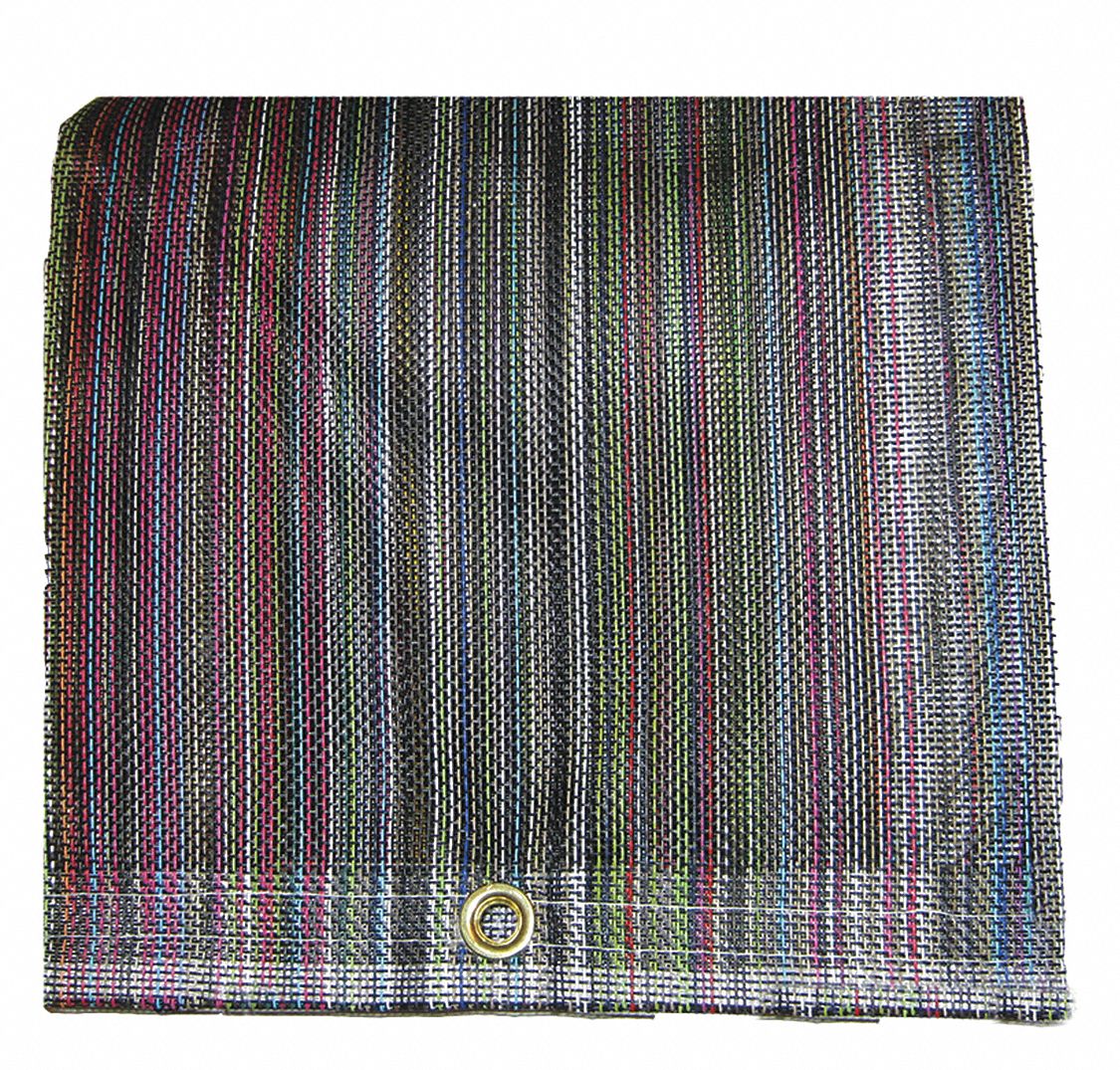 Tarp: 11.42 ft Lg, 9.42 ft Wd, Std Duty, 5 mil, Vinyl, Multi-Color, 10 oz/sq yd