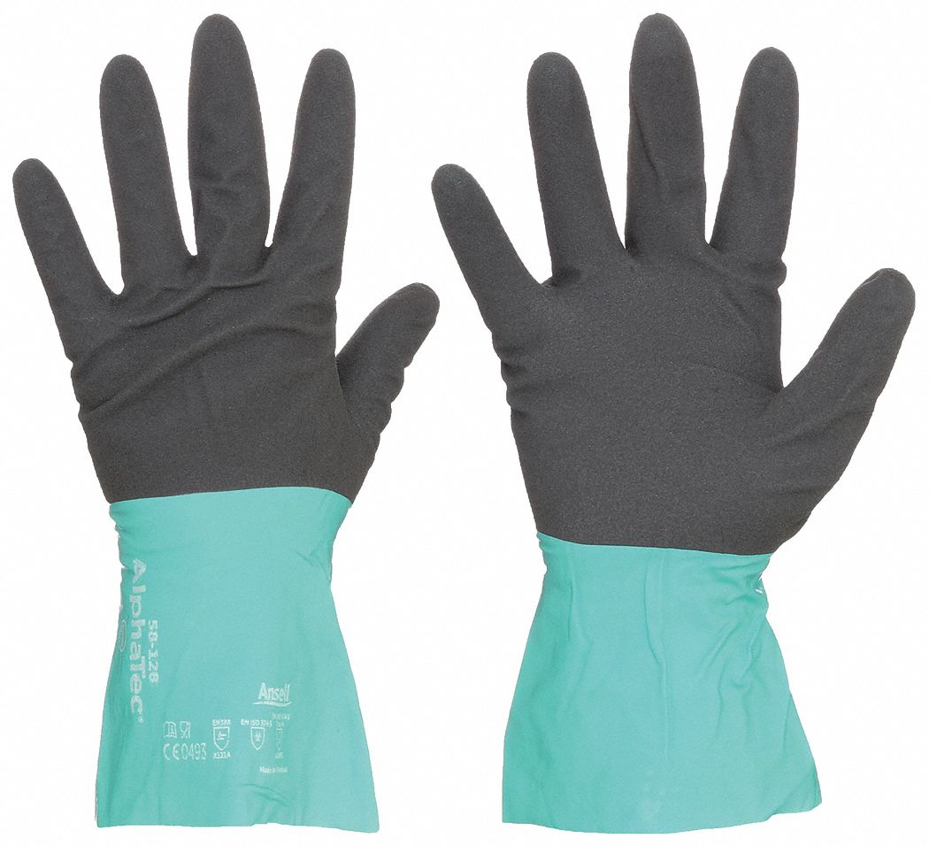 CHEMICAL RESISTANT GLOVES, 7 MIL, 12 IN LENGTH, SMOOTH, SIZE 10