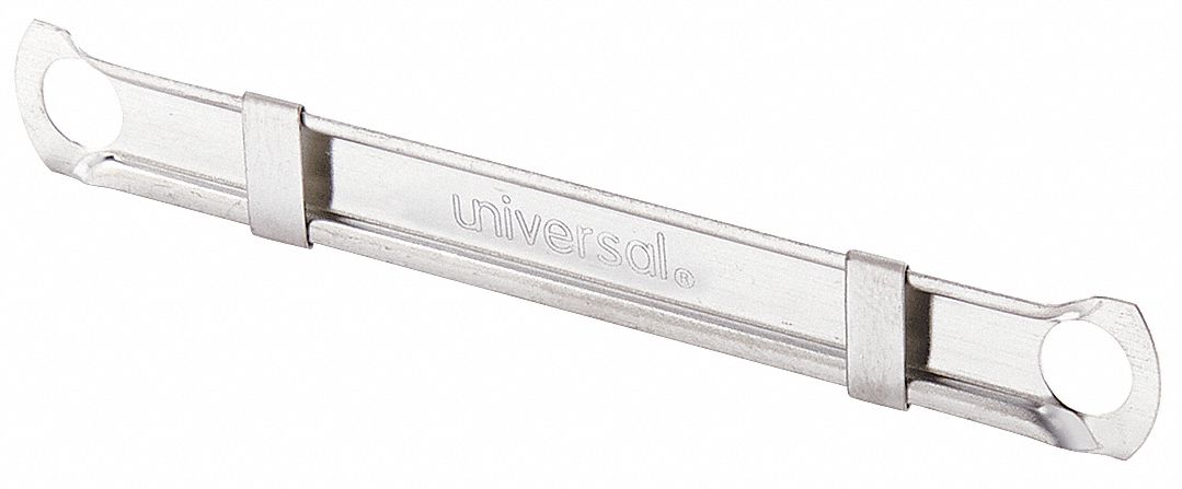 Paper File Fastener: Prong Compressor, 3 1/2 in Fastener Capacity, Two Piece, Steel, 100 PK