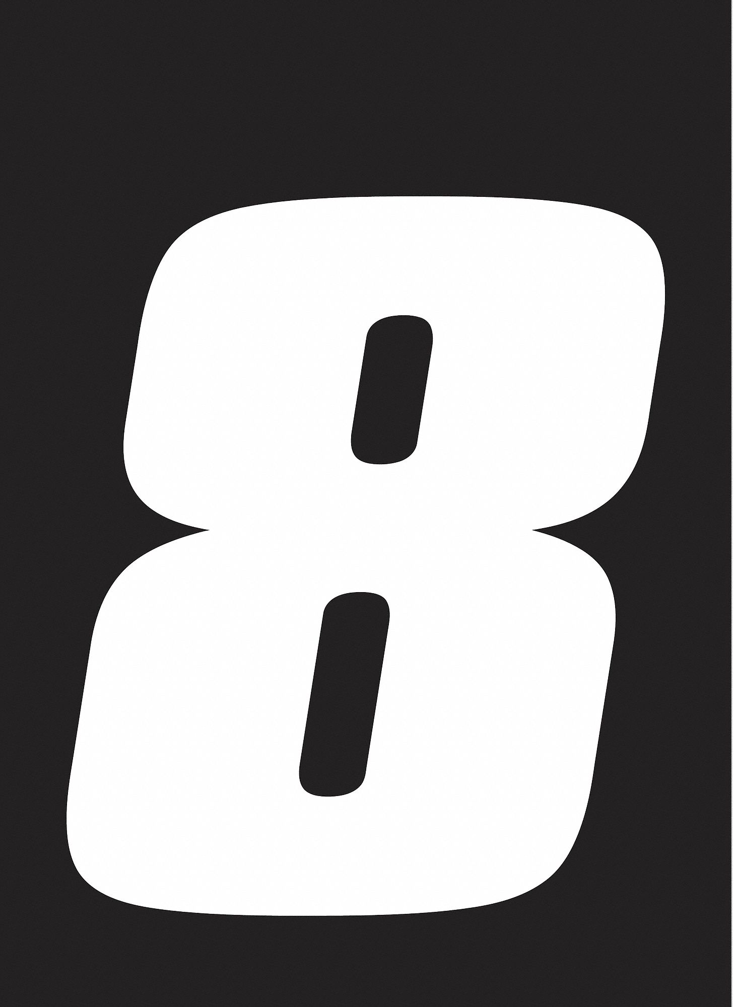 Number Label: 4 in Character Ht, Indoor/Outdoor, Non-Reflective, Proprietary, White, 8, White, 12 PK