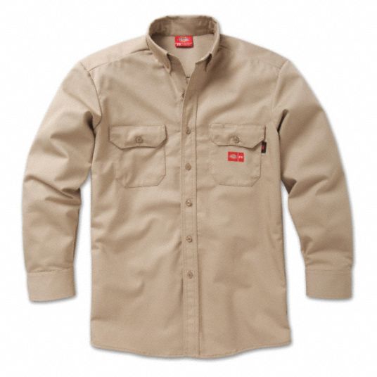 DICKIES FR FR Button Down Work Shirt, 2XL, Khaki - 48PM61|2837KH 2L 0R ...