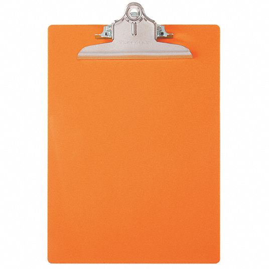 SAUNDERS Orange Plastic Clipboard, Letter File Size, 9 in W x 13 1/4 in ...