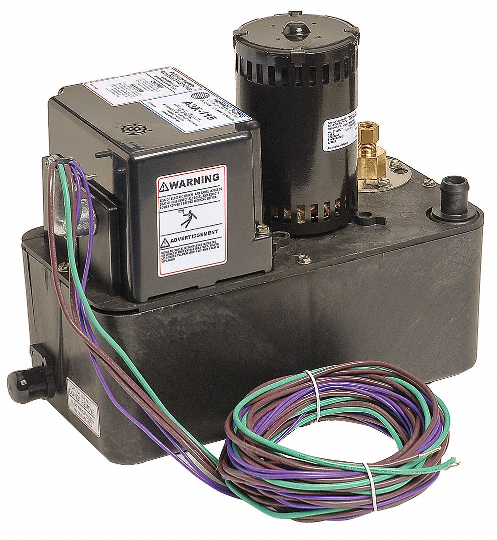 HARTELL Condensate Removal Pump: Plenum Rated/Std, 1 gal Tank, 1/10 hp ...