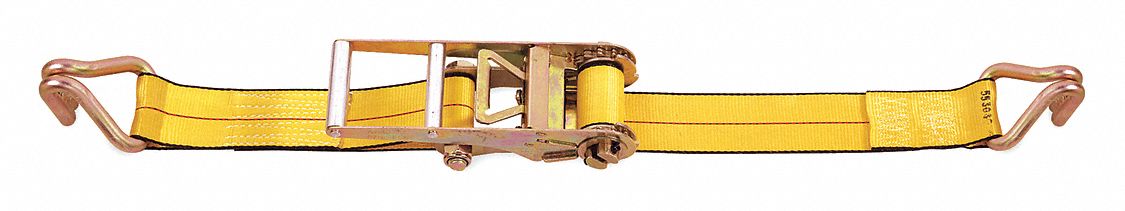 RATCHET STRAP, RATCHET, WIRE-HOOK, GEN PURPOSE, 3 IN W, 5,400 LB WLL, YELLOW, 30 FT L