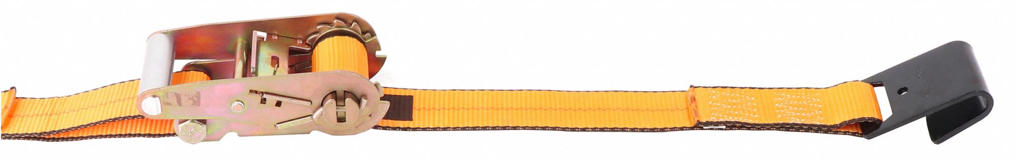 RATCHET STRAP, RATCHET, FLAT-HOOK, GEN PURPOSE, 2 IN W, 3,335 LB WLL, YELLOW, 27 FT L