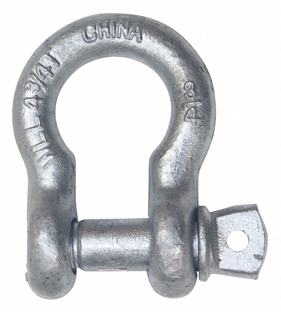 Anchor Shackle: Anchor Shackle, 6, 500 lb Working Load Limit, 5/8 in Compatible Rope Dia