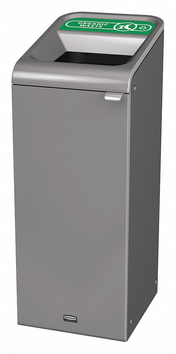 Recycling Can: Steel, 15 gal Container Capacity, Open Top, Gray