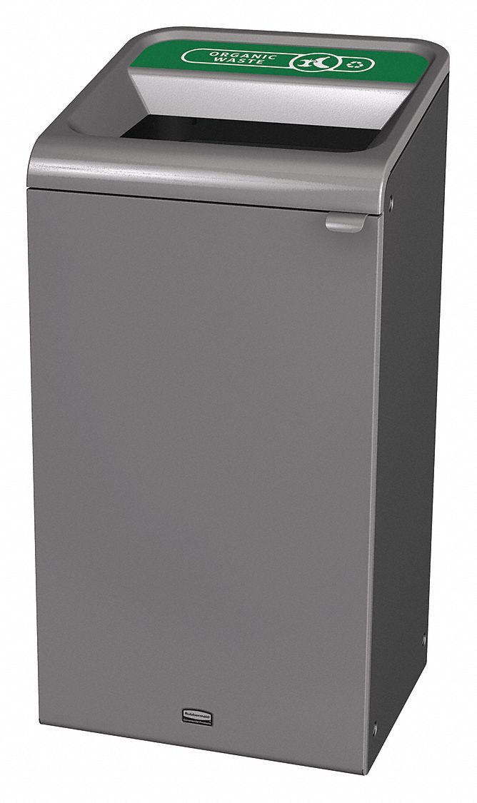 Recycling Can: Steel, 23 gal Container Capacity, Open Top, Gray