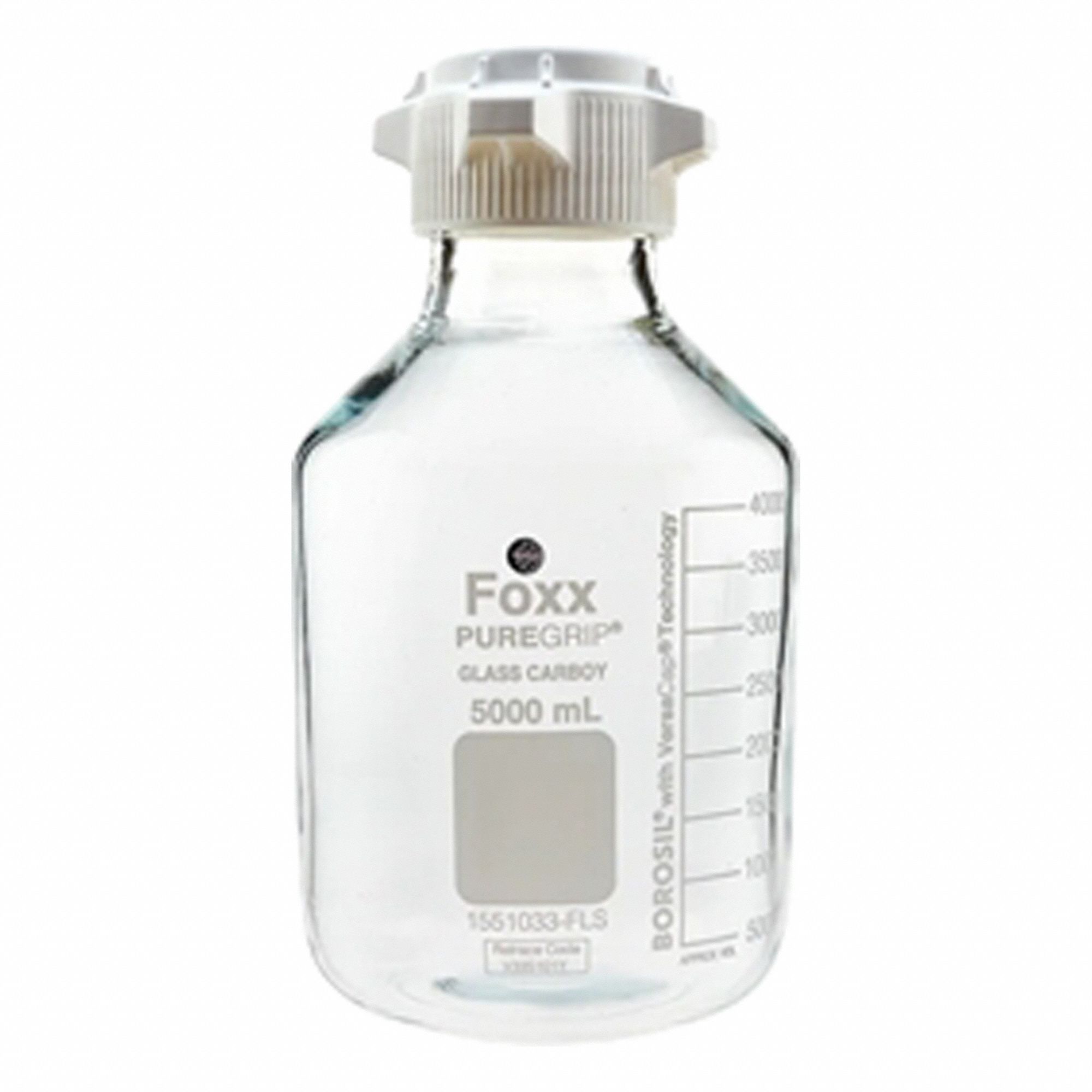 Narrow Mouth Round Glass Bottles - Safety Coated: Colorless, Glass, 5 L, 183 mm