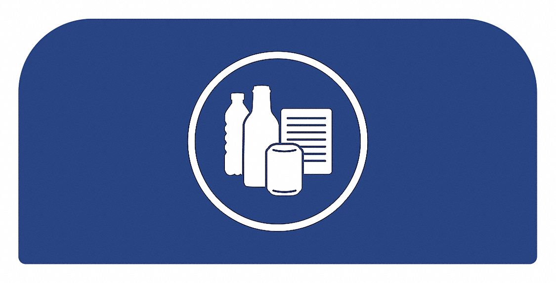 Recycling System Sign: 15 gal Container Capacity, 1 3/4 in Overall Wd