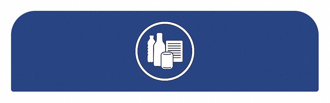 Recycling System Sign: 33 gal Container Capacity, 1 3/4 in Overall Wd