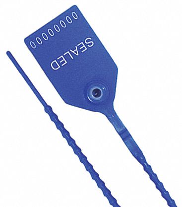 Pull-Tight Seal: Blue, 12 in Strap Lg, 1/8 in Strap Wd, 50 lb Breaking Strength, 100 PK