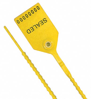 Pull-Tight Seal: Yellow, 12 in Strap Lg, 1/8 in Strap Wd, 50 lb Breaking Strength, 100 PK
