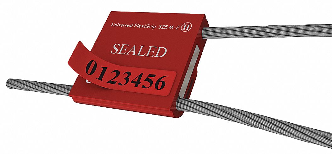 Cable Seals: Steel, 12 in Cable Lg, 1/8 in Cable Dia, 2, 360 lb Breaking Strength, Red, 50 PK