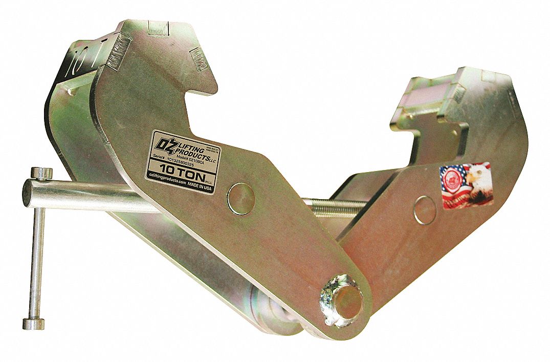 BEAM CLAMP, MANUAL, NON-TILTING, SCREW TYPE, SHAFT, 10 TON LOAD, JAW CAP. 3-1/2IN-13IN, STEEL