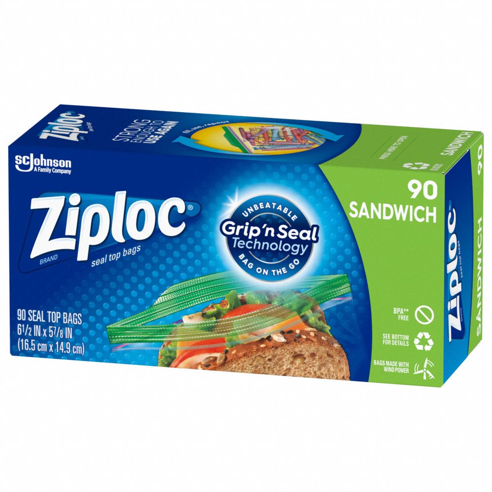 Reclosable Poly Bag: 1.12 mil Thick, 5 1/8 in Wd, 6 1/2 in Lg, Flat Pack, 90 PK
