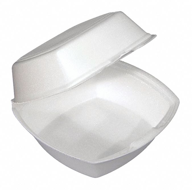 PACTIV CarryOut Food Container Foam, Square, White, 1 Compartments