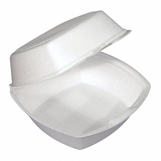 Carry-Out Food Container: Foam, Square, White, 1 Compartments, Microwave Safe, 500 PK