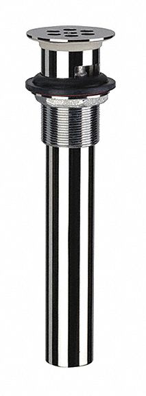 Drain Assembly: 2 1/8 in Overall Dia, 7 15/16 in Overall Ht, Brass, Chrome