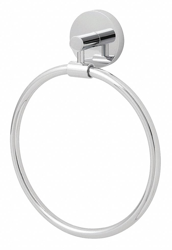 Towel Ring: SA-2004-BN, Wall Mount, 1 1/4 in Base Ht, 1 1/4 in Base Wd, 6 5/8 in Ring Ht