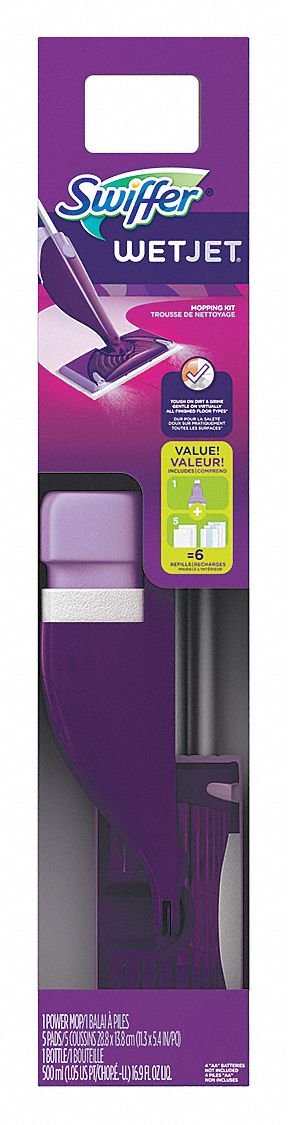 Spray Mop Kit: Cellulose, 19 in Frame Wd, Purple, Quick Change Connection, Plastic, 2 PK