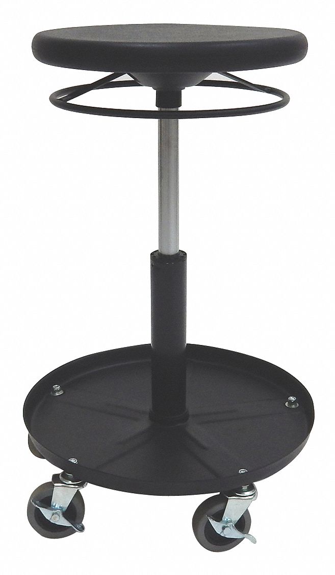 Welding Stool: 26 3/4 in Overall Ht, Pneumatic Lever, 19 in min to 26 in max, No Backrest